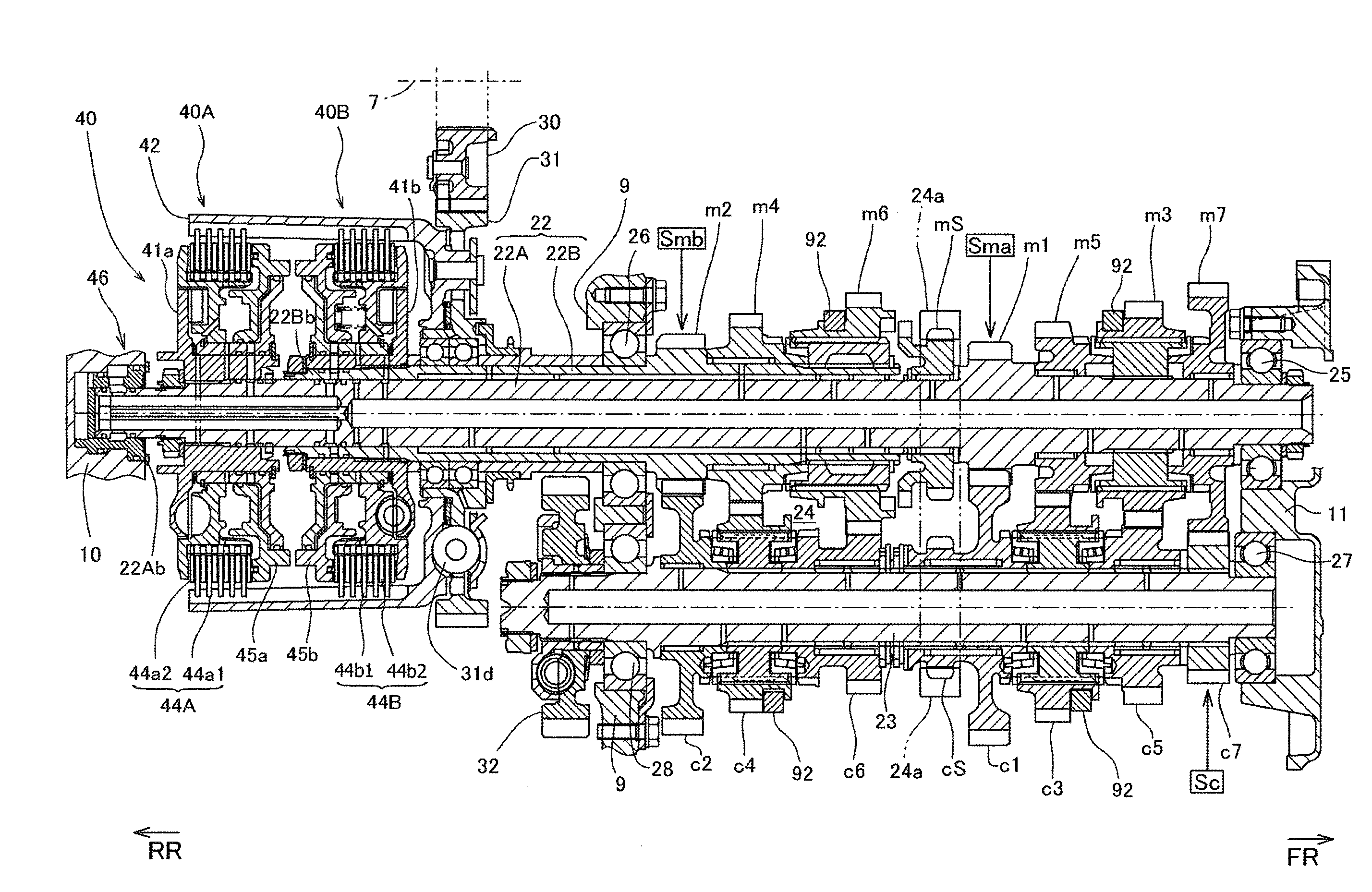Synchronizer-mechanism-equipped transmission