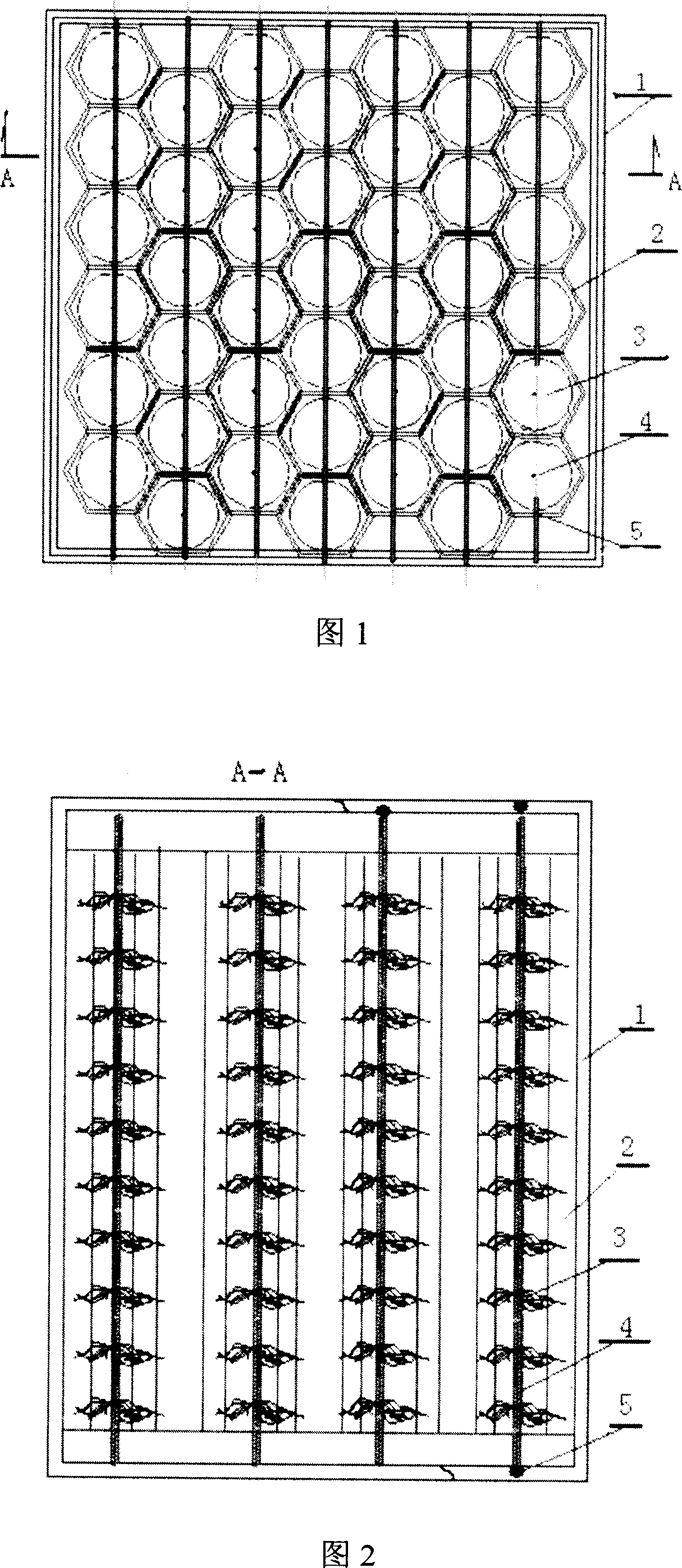Fiber filtering component with honeycomb wall cross section structure