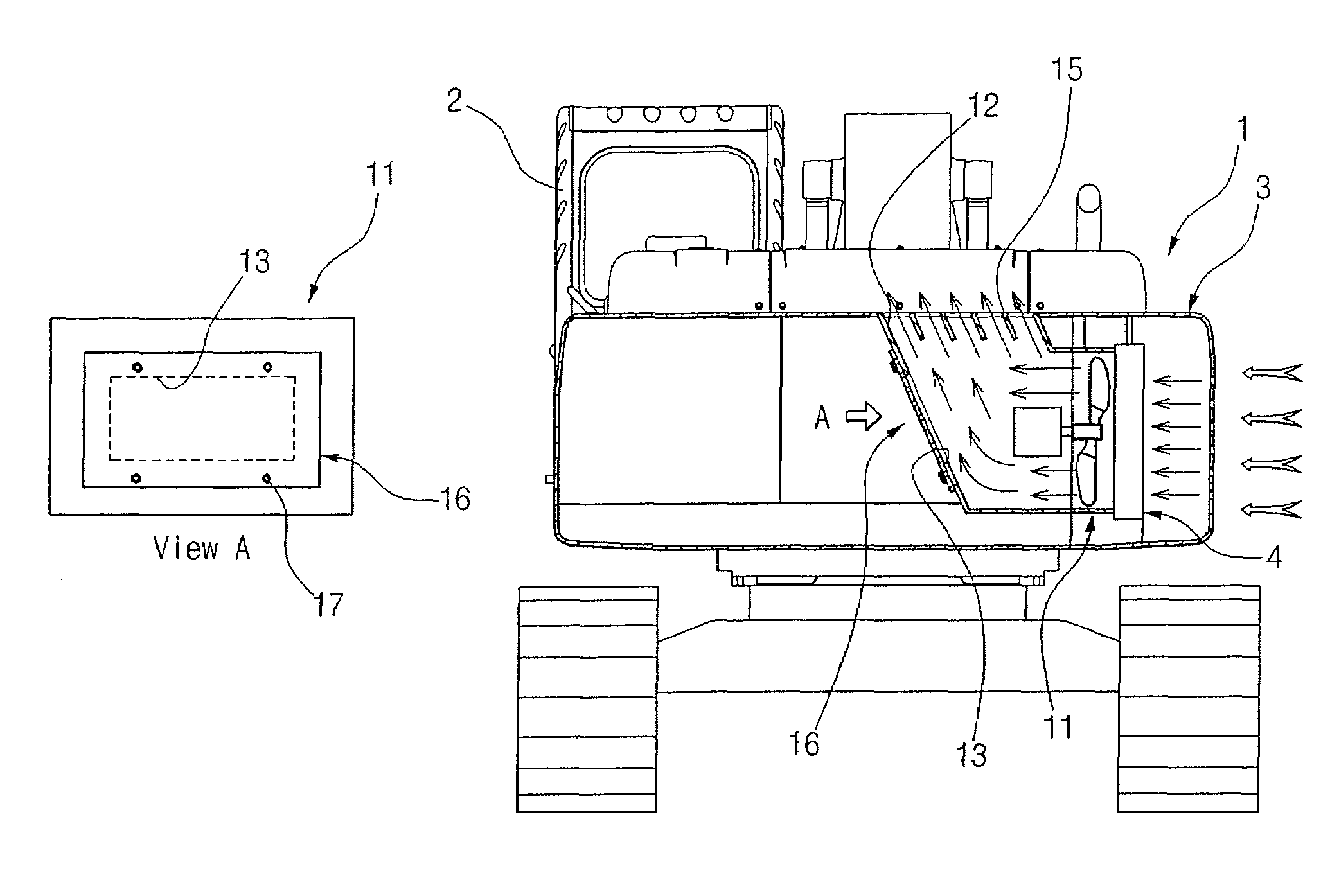 Heating apparatus for cabin of construction equipment