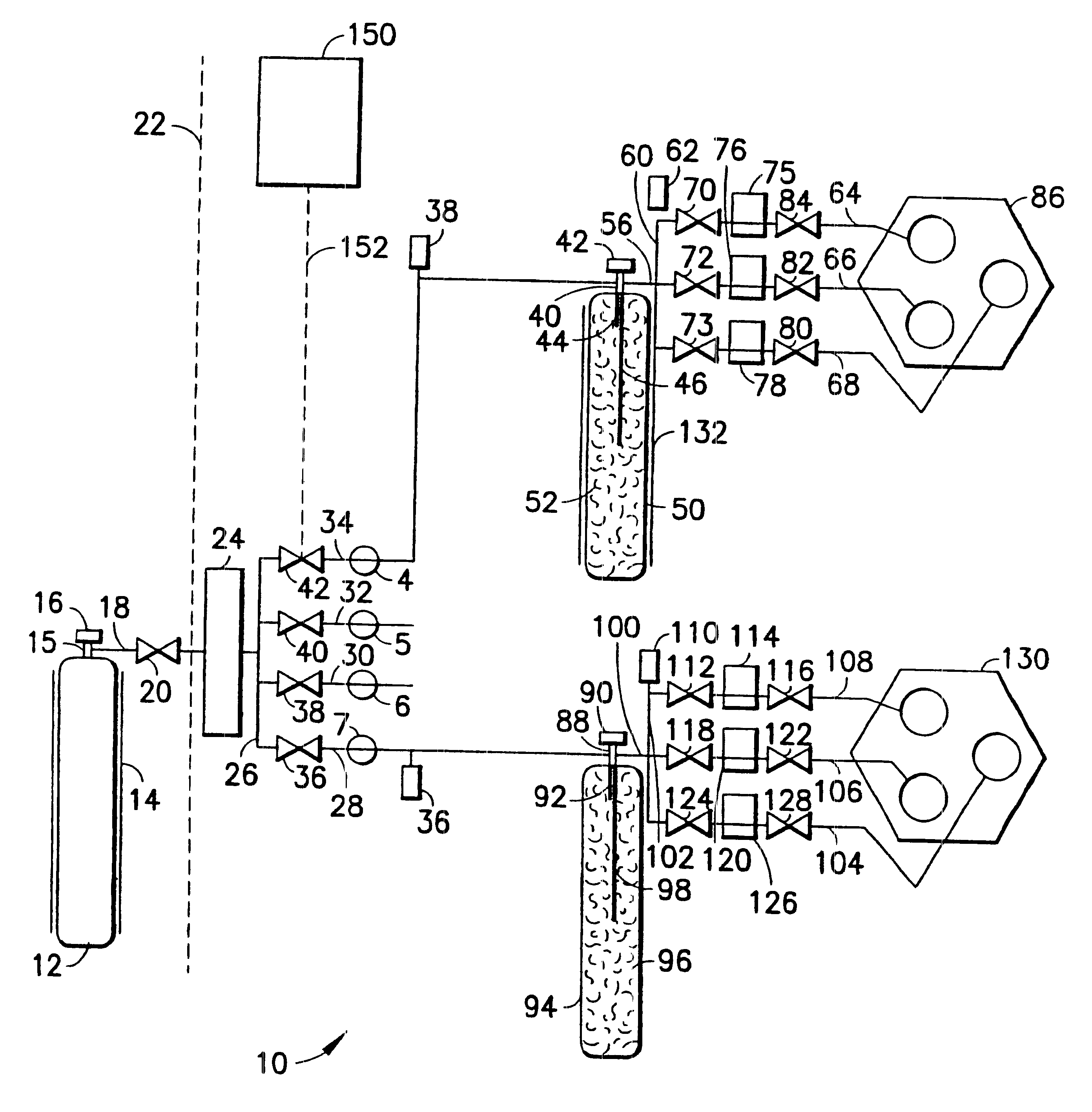 Fluid distribution system and process, and semiconductor fabrication facility utilizing same