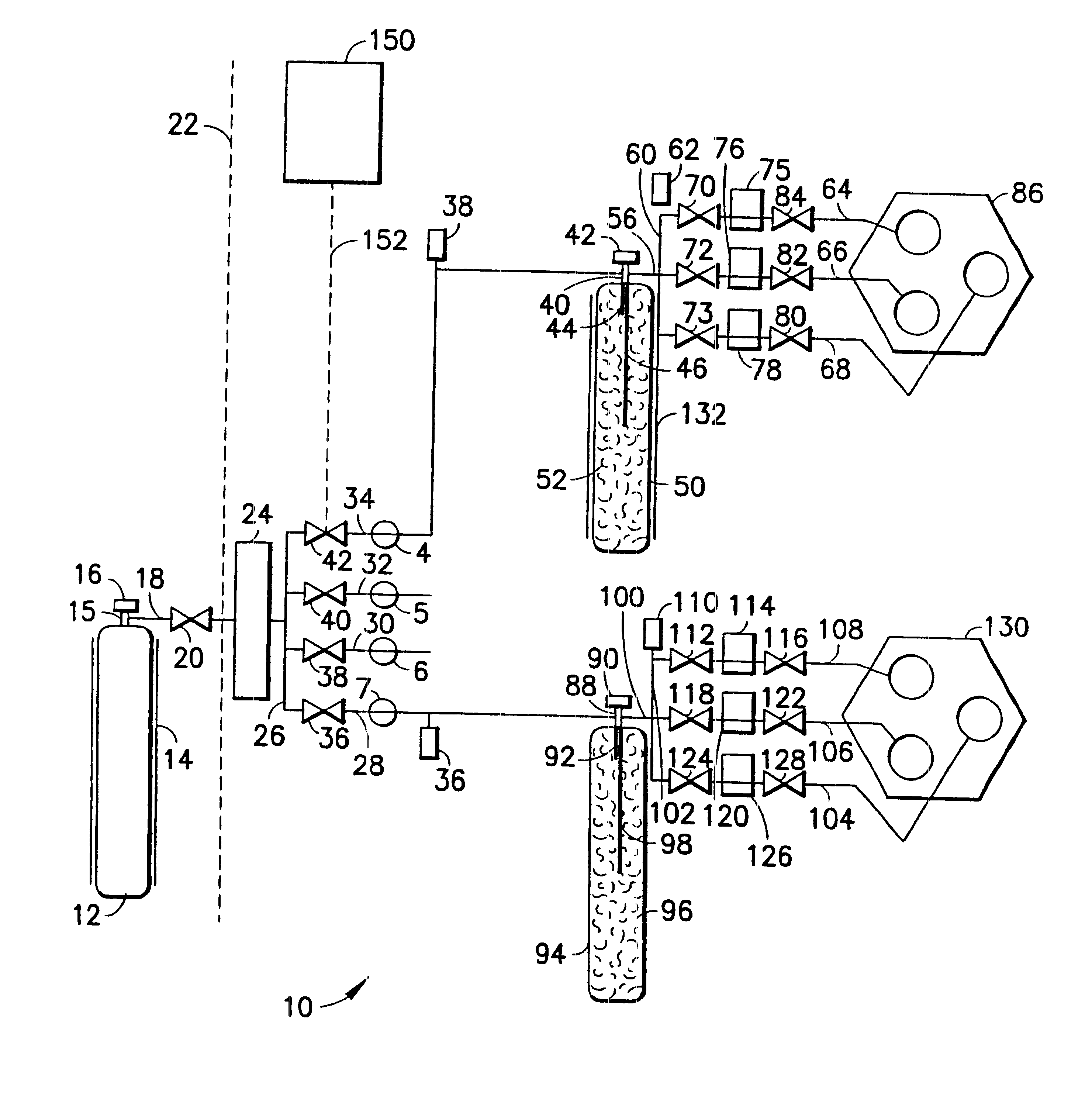 Fluid distribution system and process, and semiconductor fabrication facility utilizing same