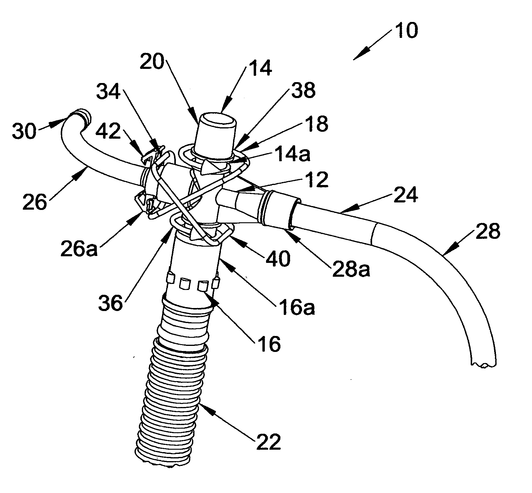 Device affixing tubes to a cannula