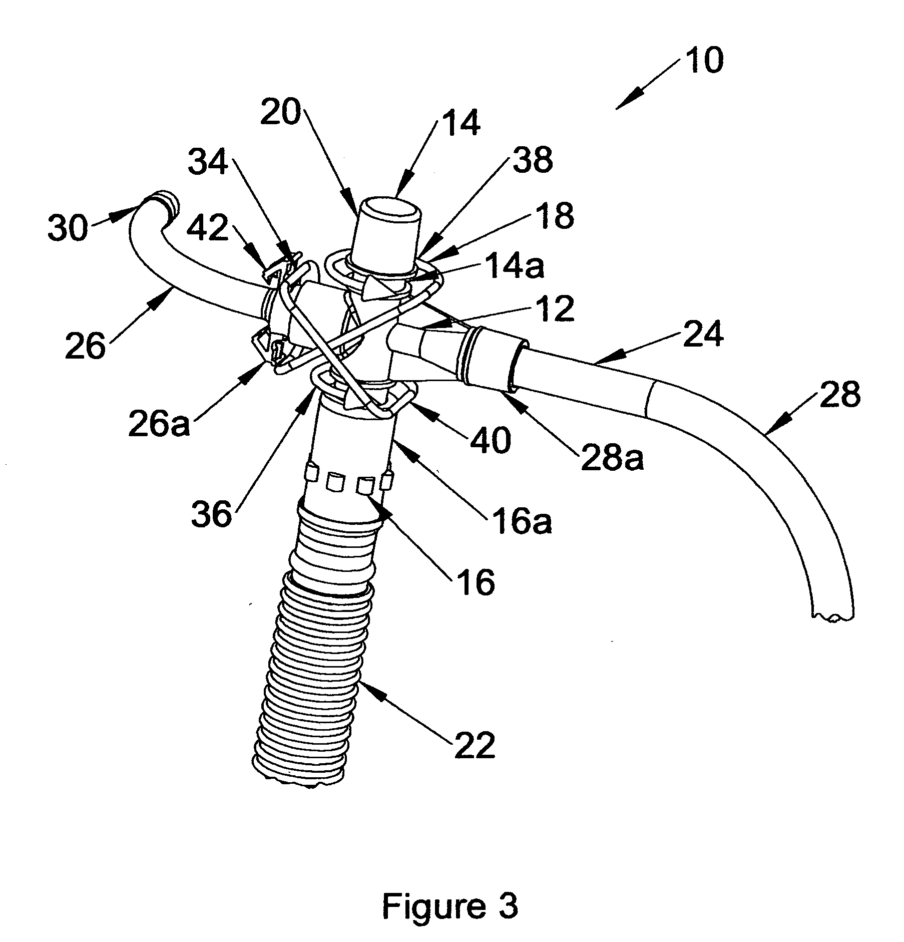 Device affixing tubes to a cannula