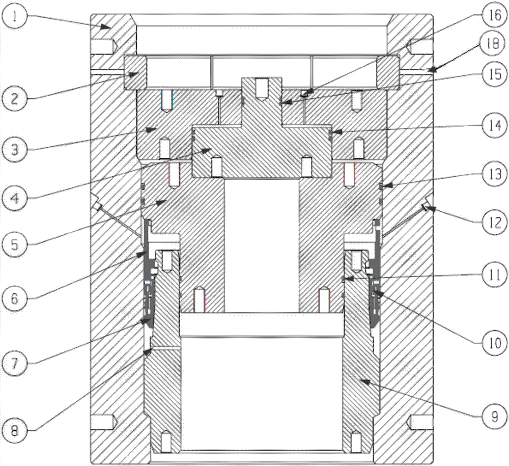 Underwater wellhead annular sealing ground testing device capable of loading and pressurizing at the same time