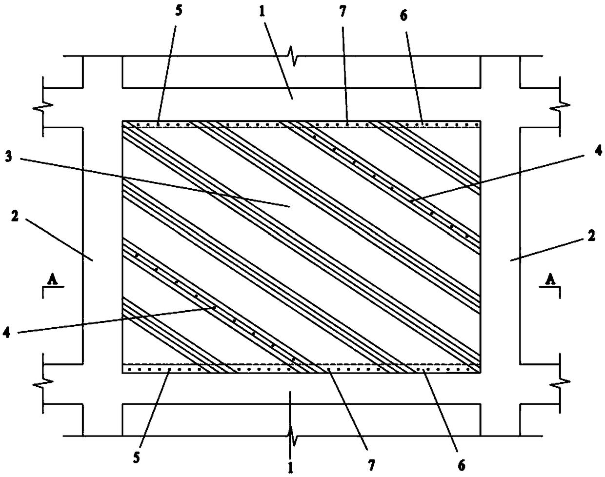 Connection structure and construction method of profiled steel plate shear wall and rc frame beam