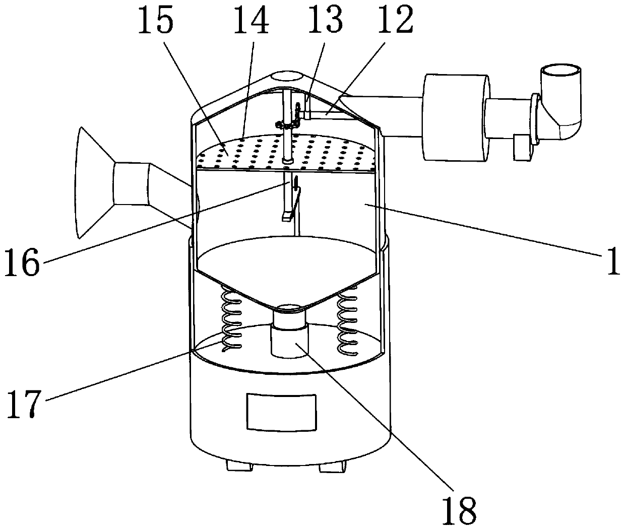 Water-free flying dust treatment device for constructional engineering