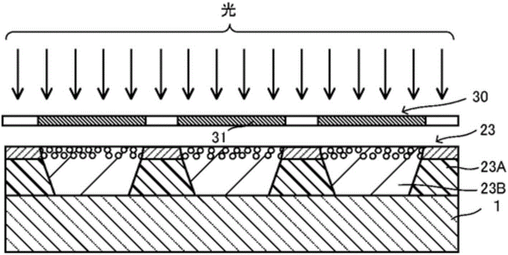 Ink repellent, negative photosensitive resin composition, partitioning walls, and light emitting element