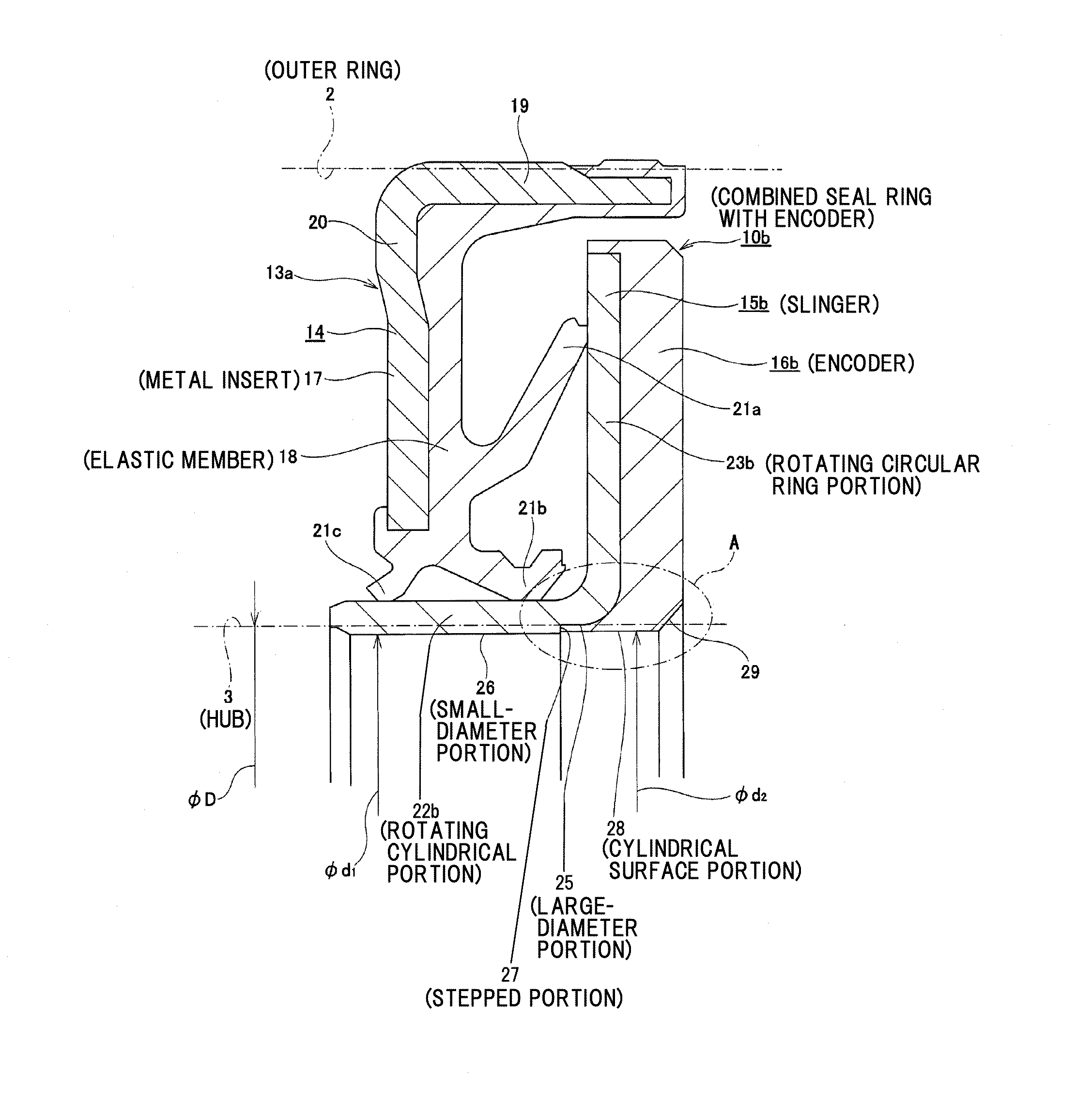 Combined seal ring with encoder and rolling bearing unit with encoder