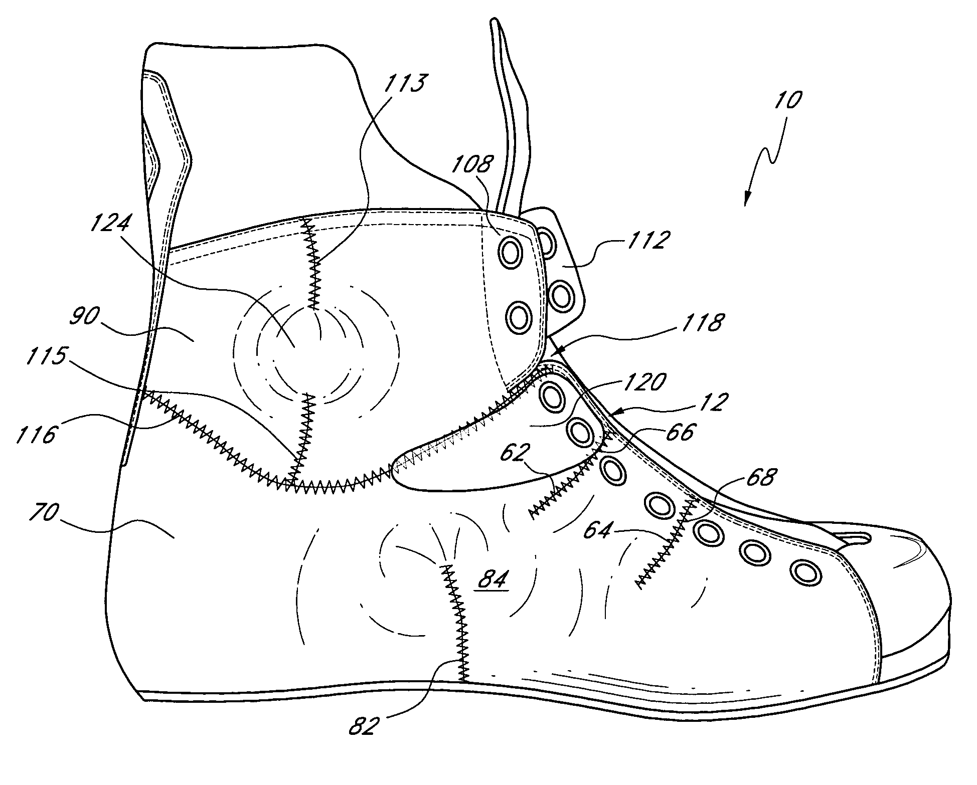 Contoured skate boot