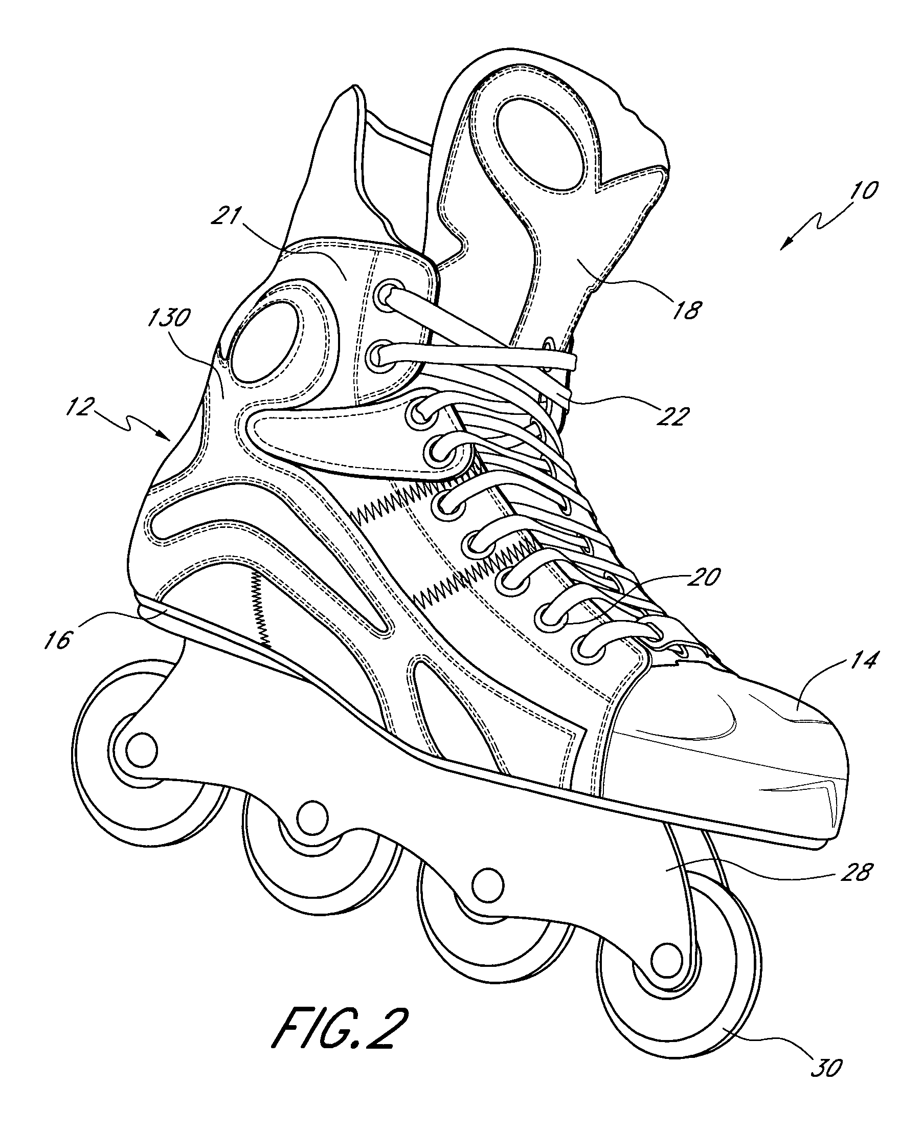 Contoured skate boot