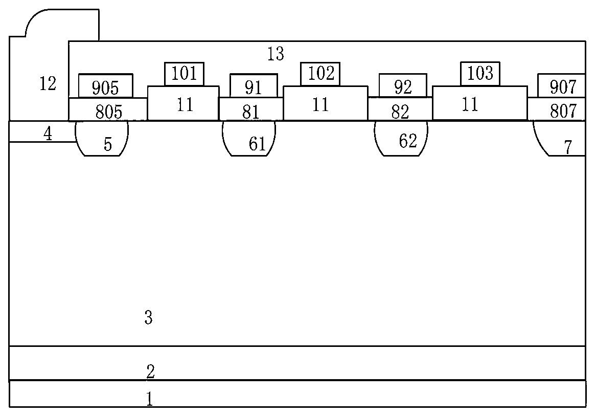 Manufacturing process of low electromagnetic interference power device terminal structure