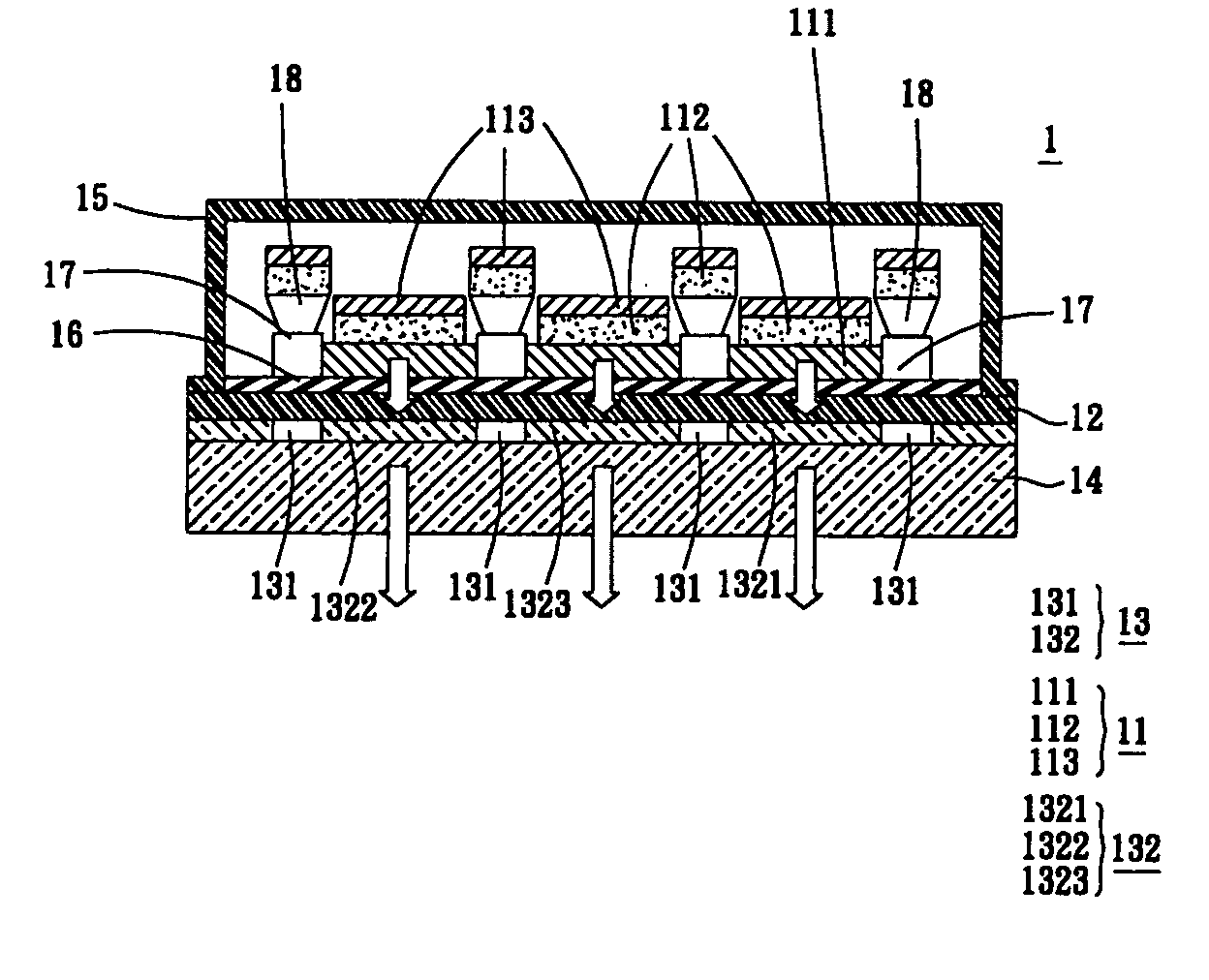 Full color display panel and color-separating substrate thereof