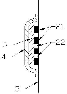 Adhesive adhering structure and adhesive adhering method for hollowed-out goldfinger of flexible circuit board