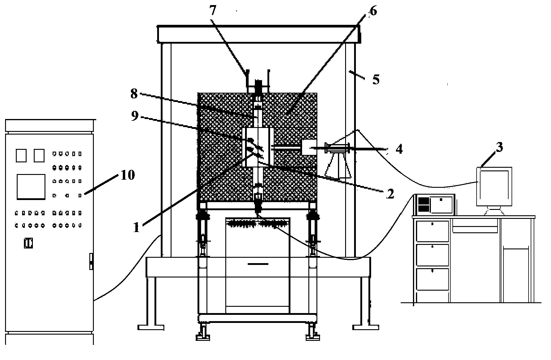 Device and method for testing mechanical property in ultrahigh temperature oxidation environment