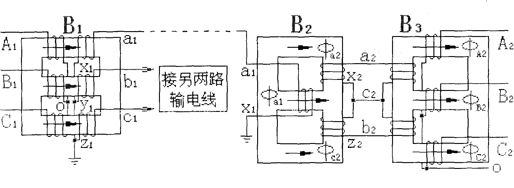 AC (alternating current) phase-changing transformer and power transmission method thereof