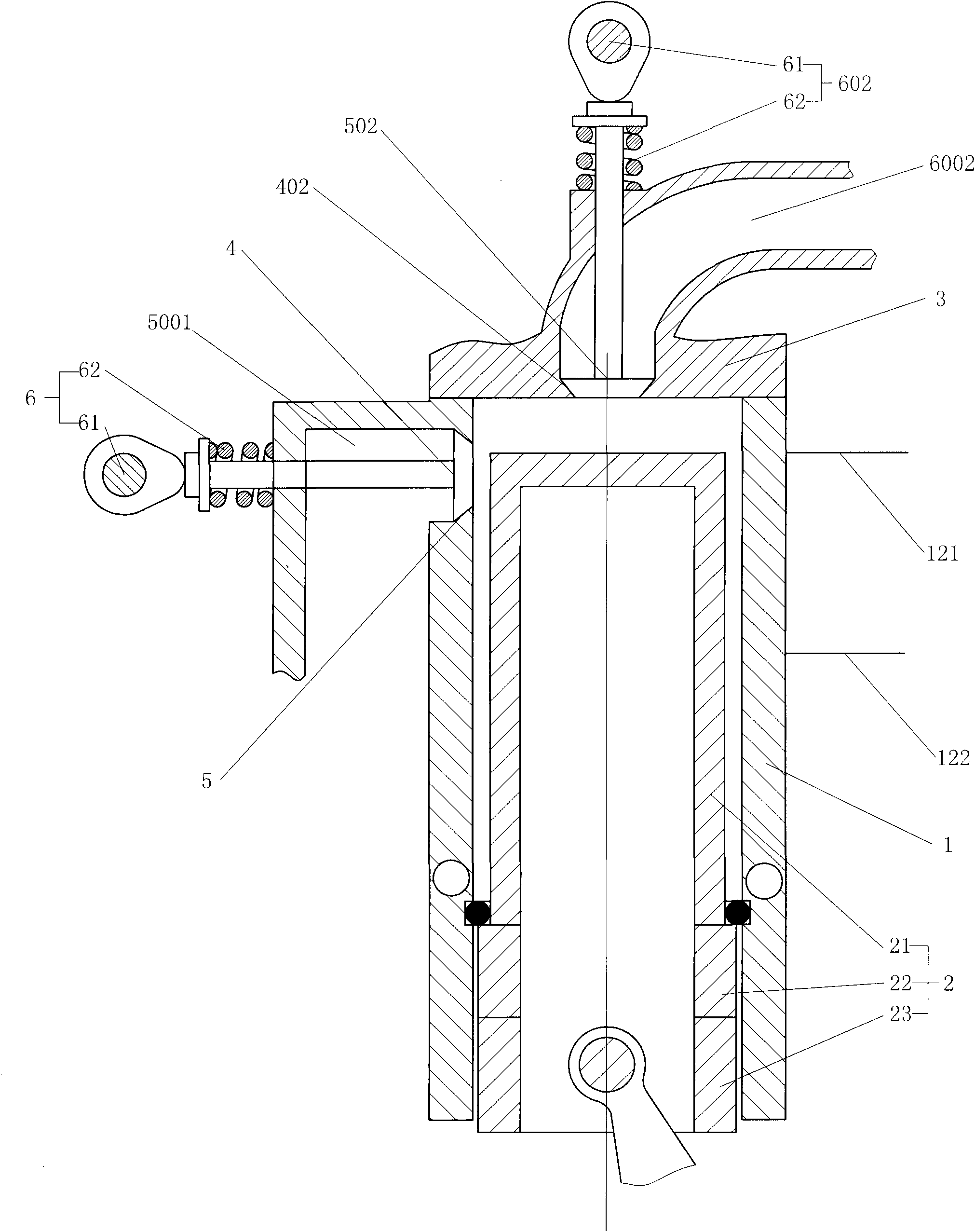 Right-angled distribution engine with suspension piston