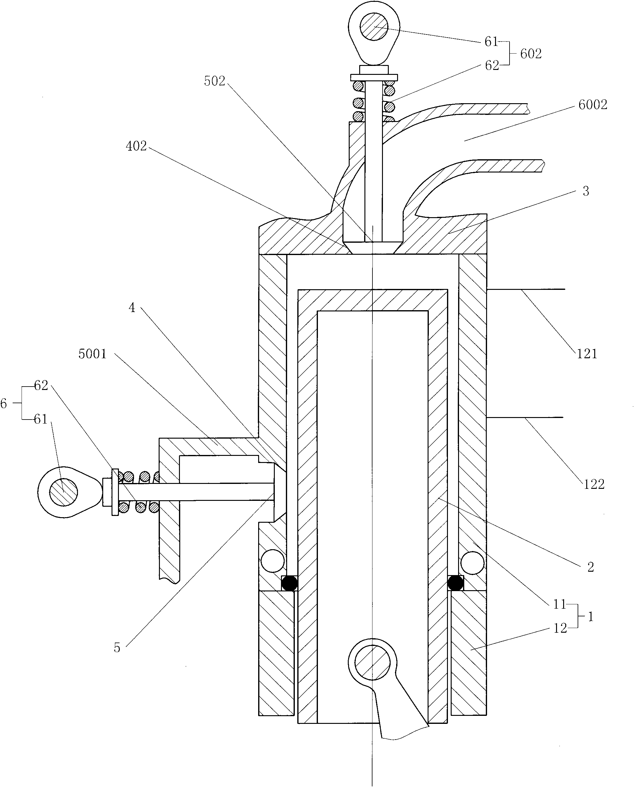 Right-angled distribution engine with suspension piston