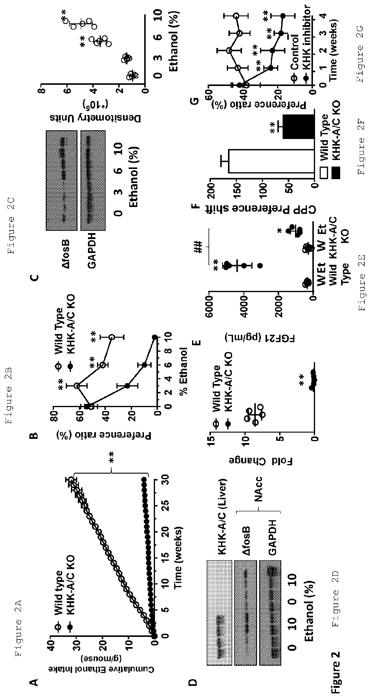 Methods for fructokinase mediation of alcohol craving and alcohol induced liver disease