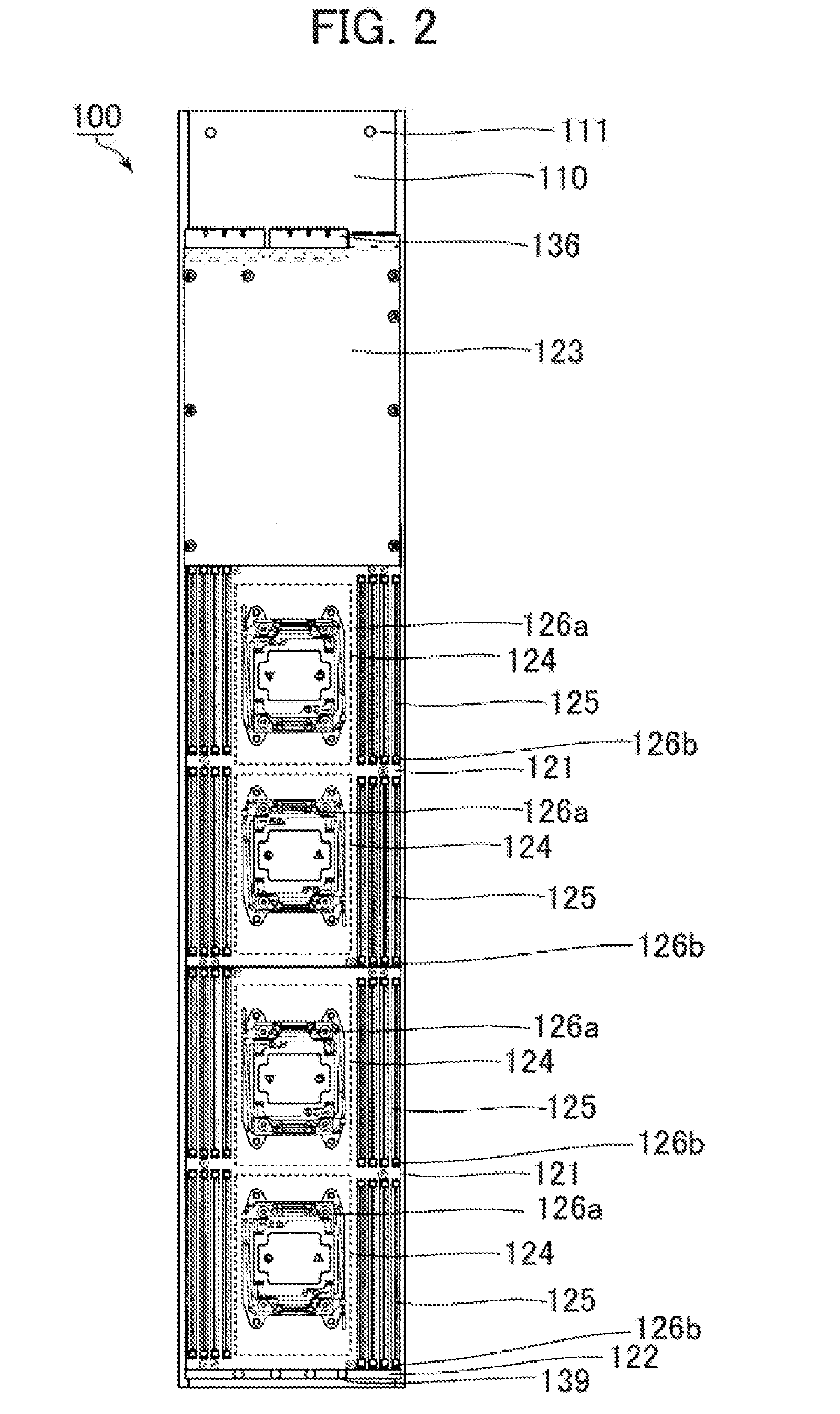 Electronic device for liquid immersion cooling and cooling system using same