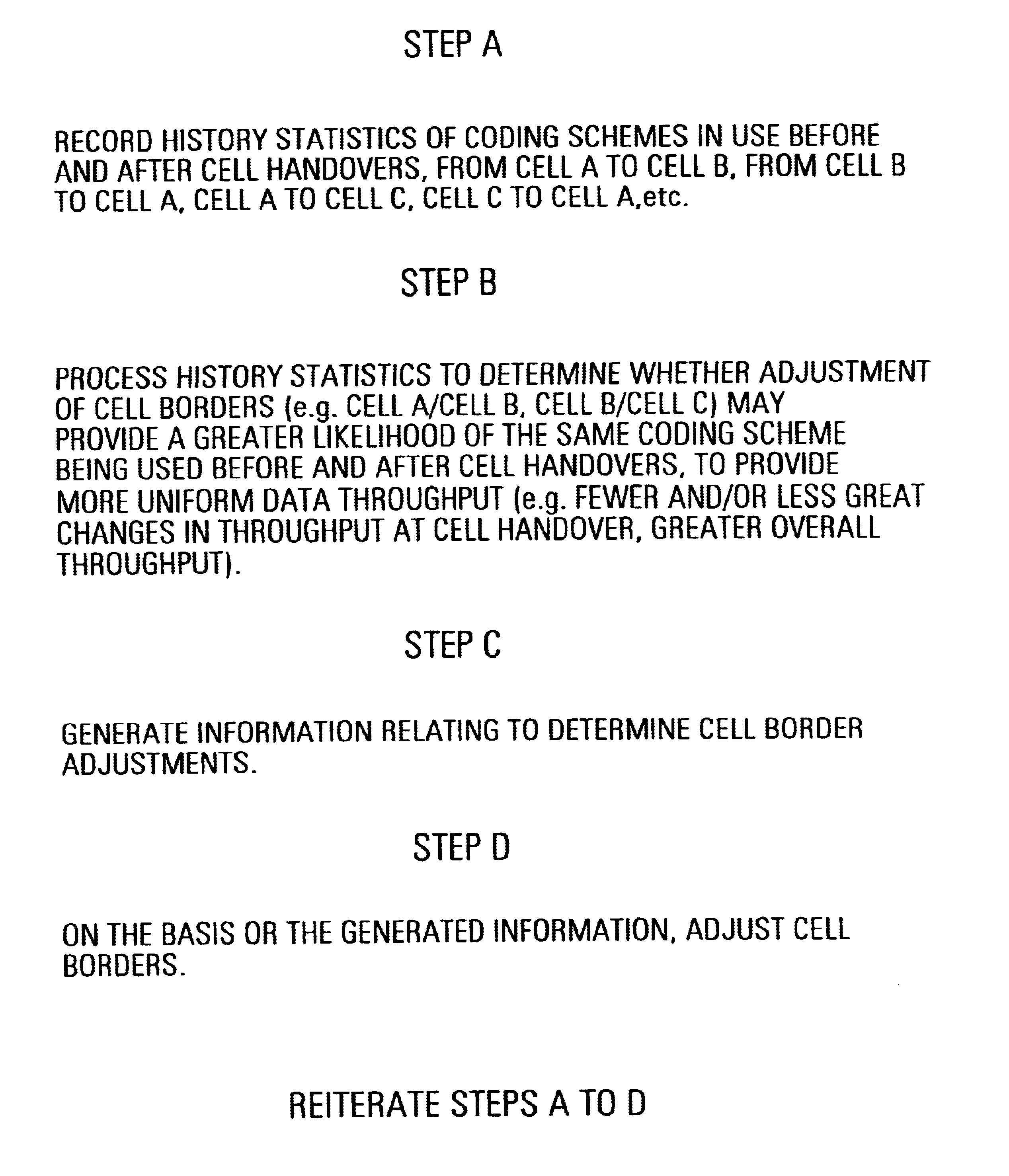 Method for the determination of cell borders in cellular data communications systems