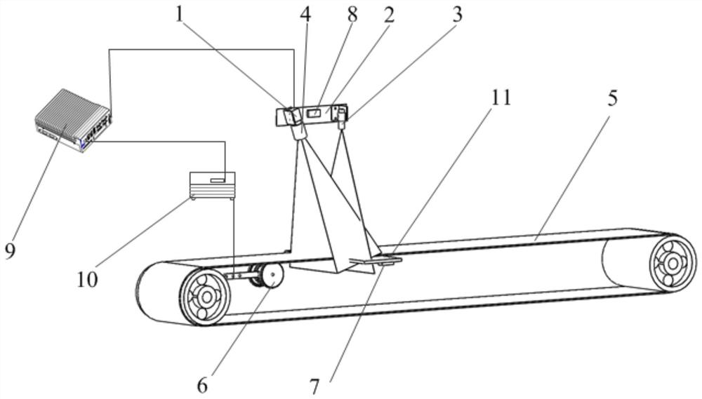 Belt conveyor muck volume flow real-time detection method and system