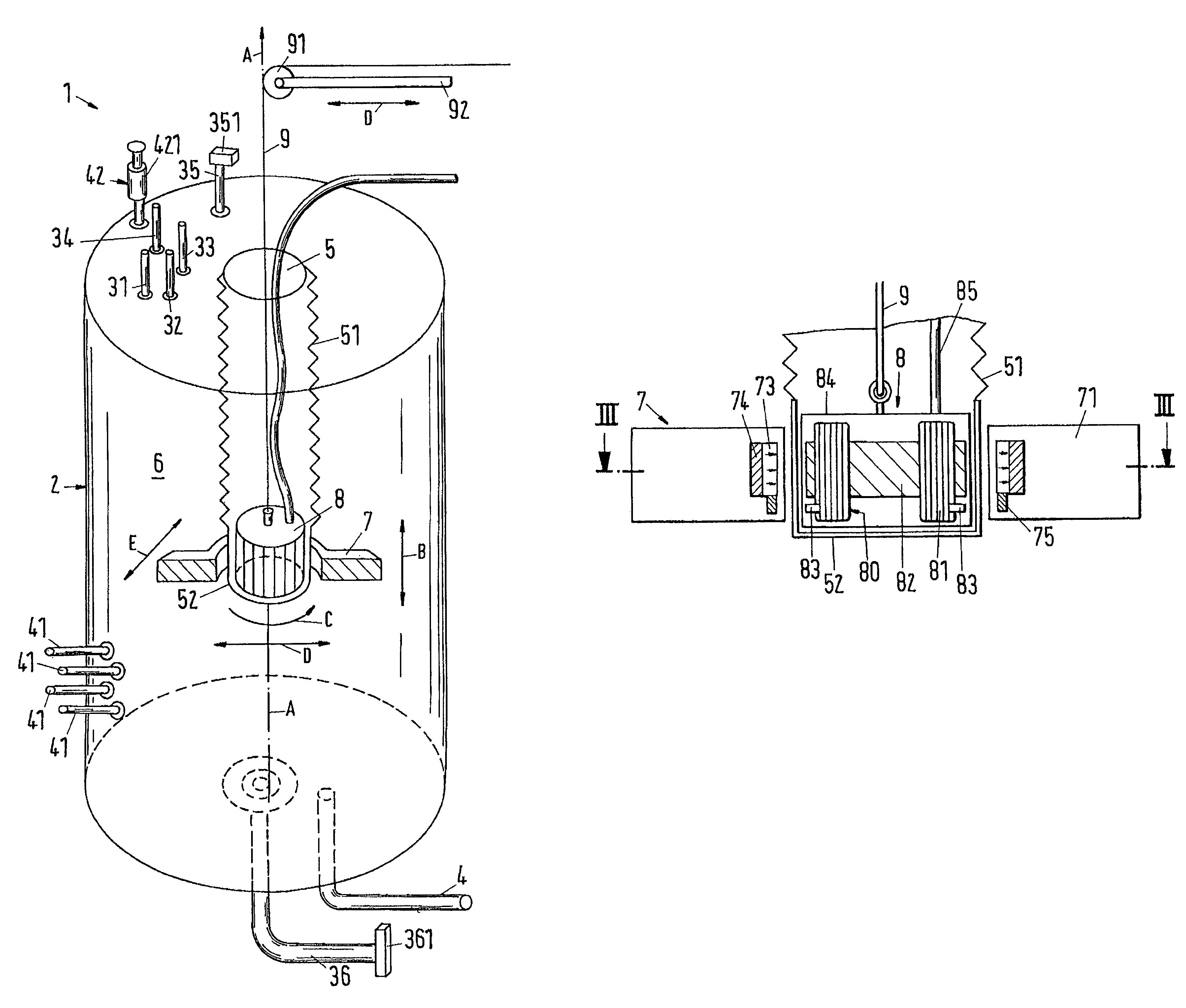 Mixing apparatus and container for such