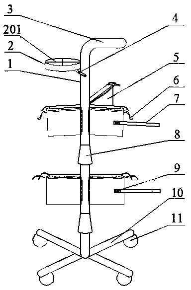 Walking stick type treatment cart