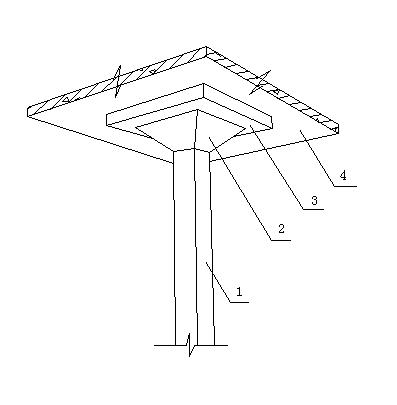 Inclination angle column cap combined wood former in beamless connected upright post