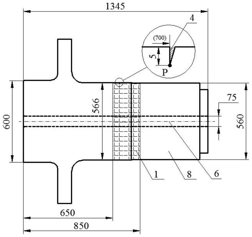 Method for quantizing transverse cracks on surface of fan spindle by utilizing spindle center hole position excitation ultrasonic waves