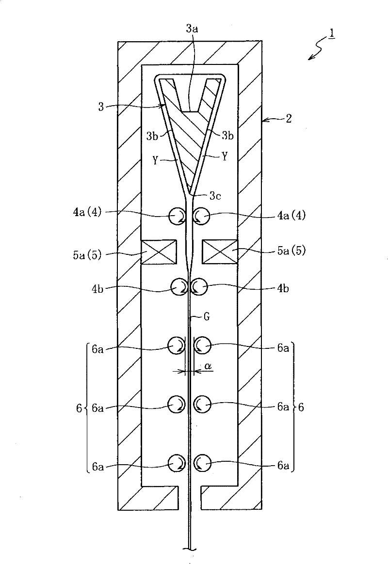 Glass ribbon producing apparatus and process for producing the same