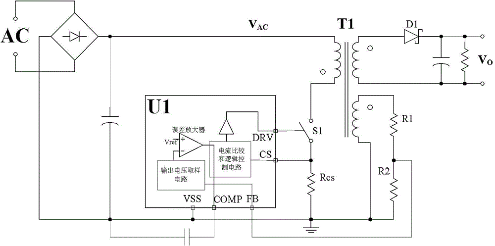 An output voltage control method and circuit of an isolated ac-dc power supply