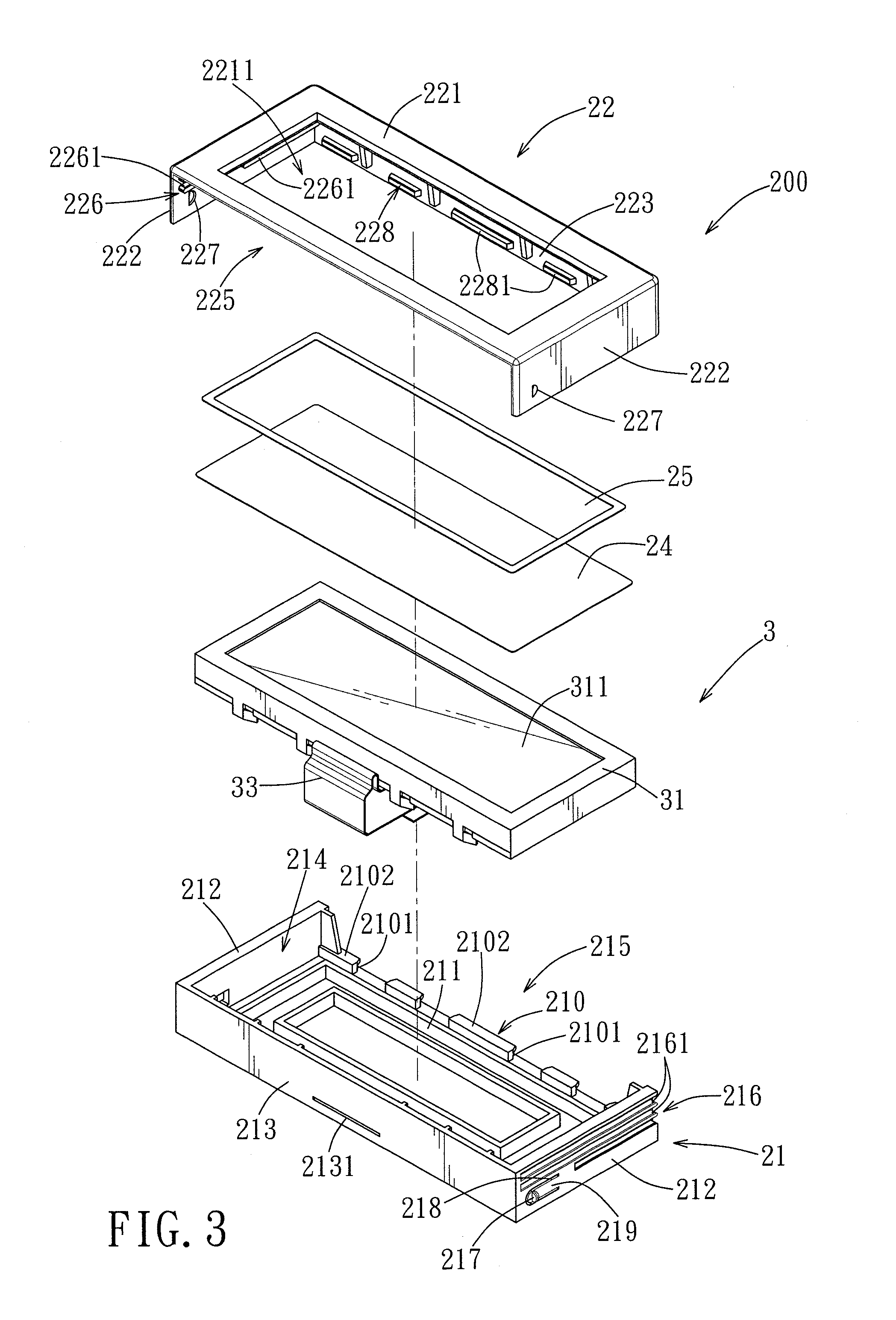 Anti-static housing and related display device assembly