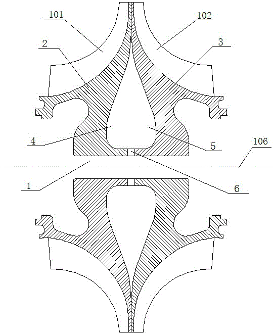 Double-sided centrifugal impeller and machining method thereof