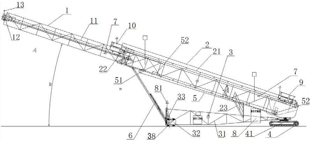 Crawler type moving telescopic automatic stacking device and stacking method thereof