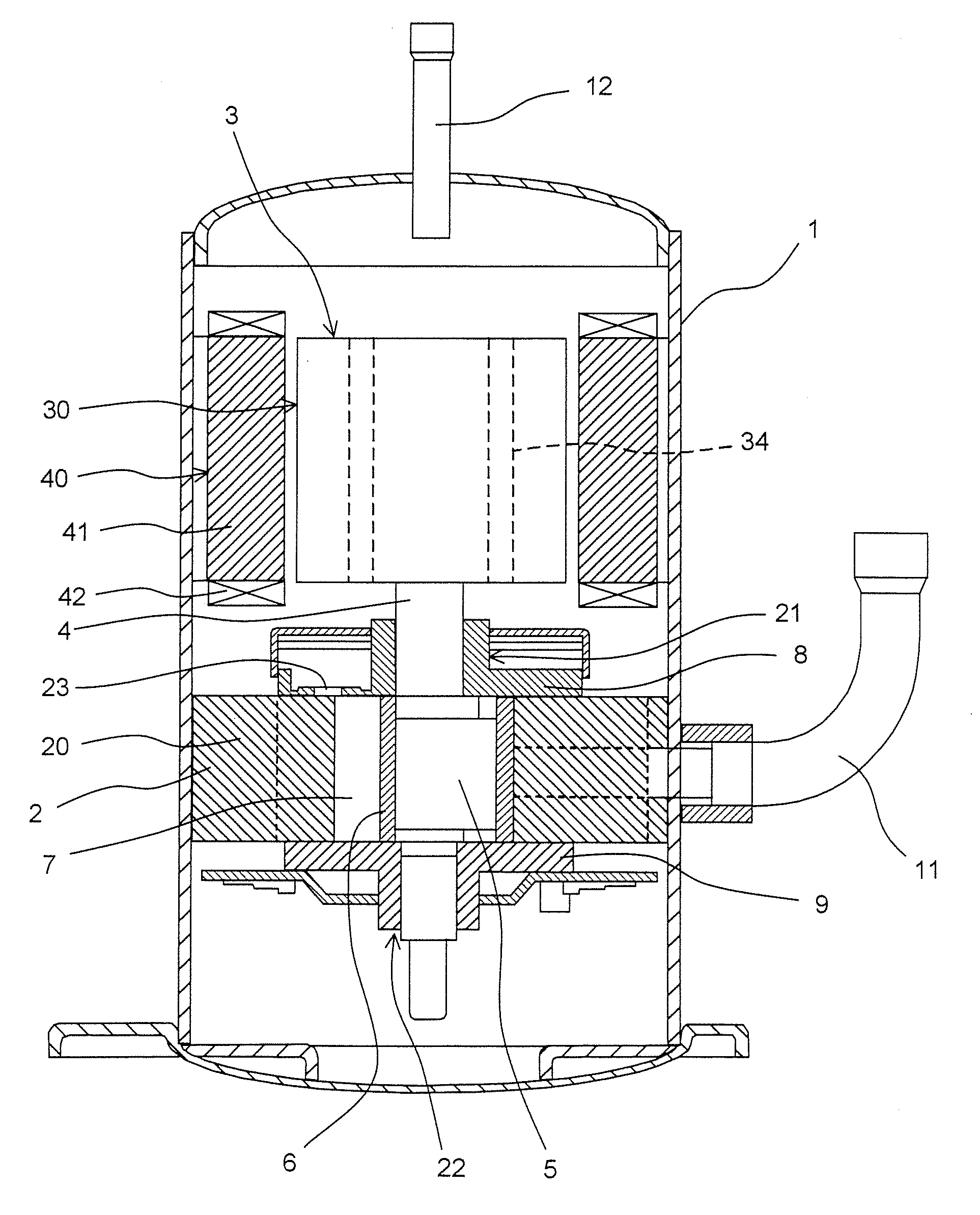 Motor and compressor