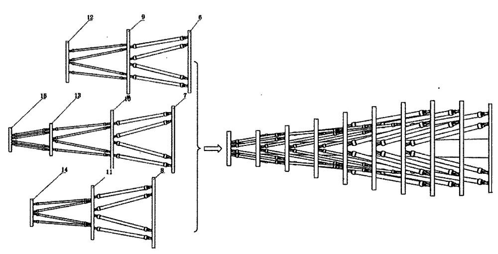 Telescopic type hyper-redundance series-parallel connection variable stiffness swinging and propelling device