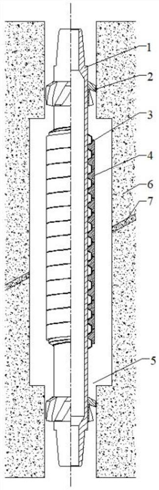 Casing device for reducing casing shear deformation and using method thereof