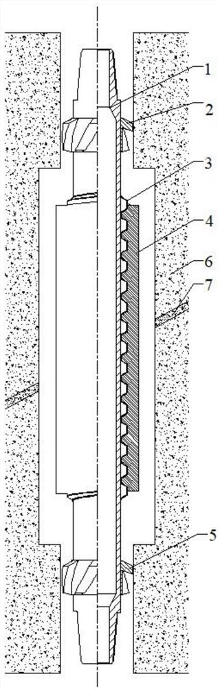 Casing device for reducing casing shear deformation and using method thereof