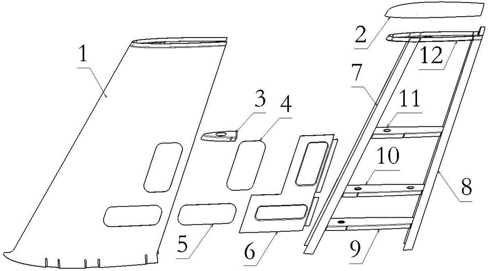 Composite-material vertical fin combination method of unmanned aerial vehicle