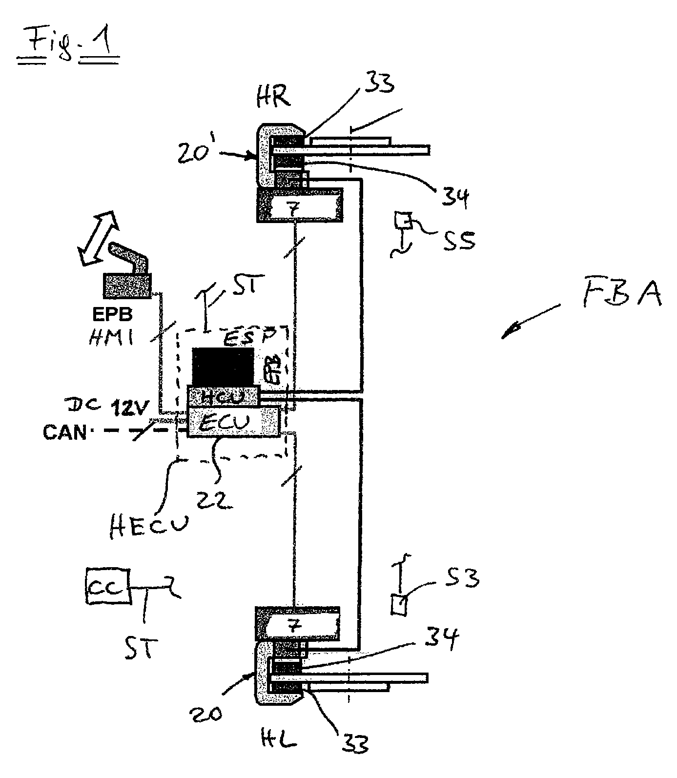 Motor vehicle braking system having a hydraulically actuated service braking system and an electromechanically actuated braking system