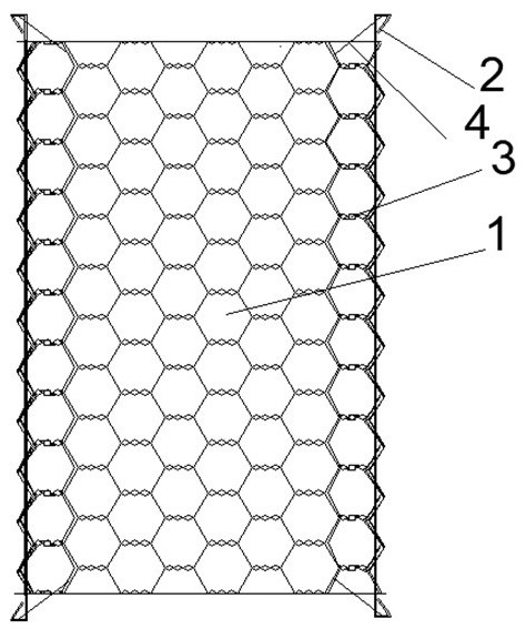 Polyester gabion box for river channel and bending assembly method