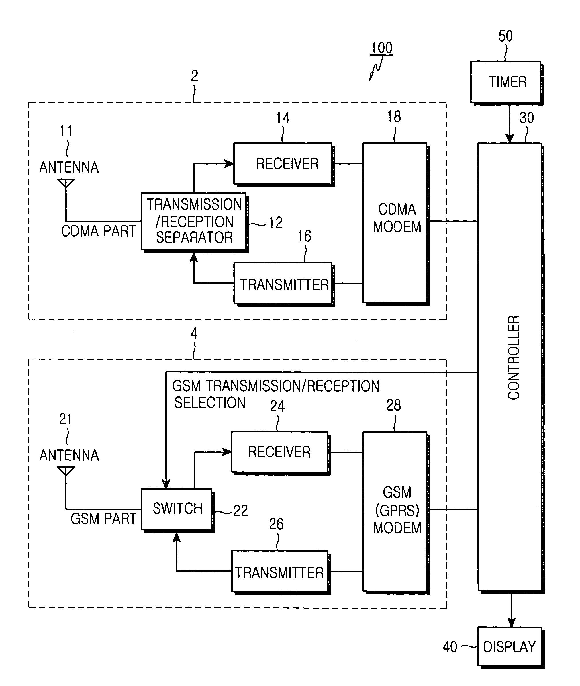Dual-mode mobile terminal and method for displaying time information