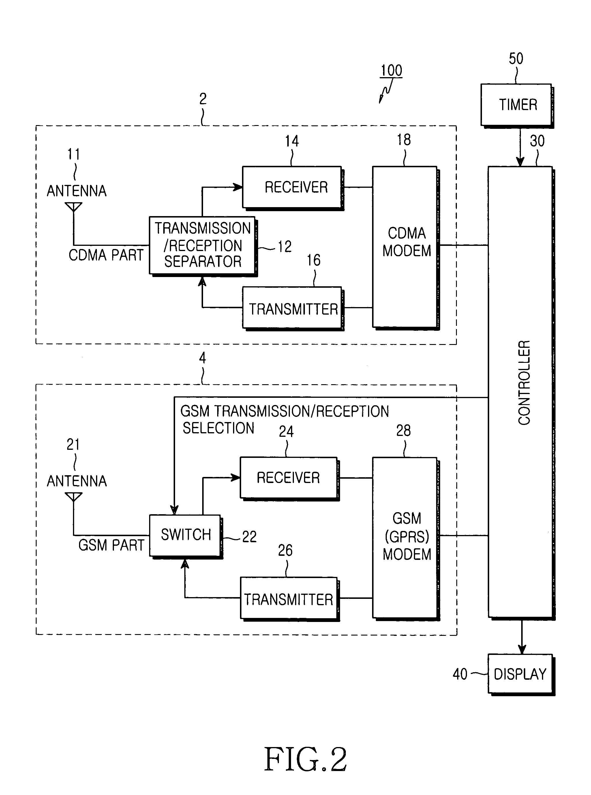 Dual-mode mobile terminal and method for displaying time information