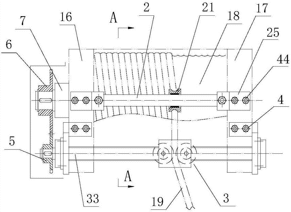 Rope guide with pressing wheel type rope-pressing device and guide rod type thread rope-guiding device