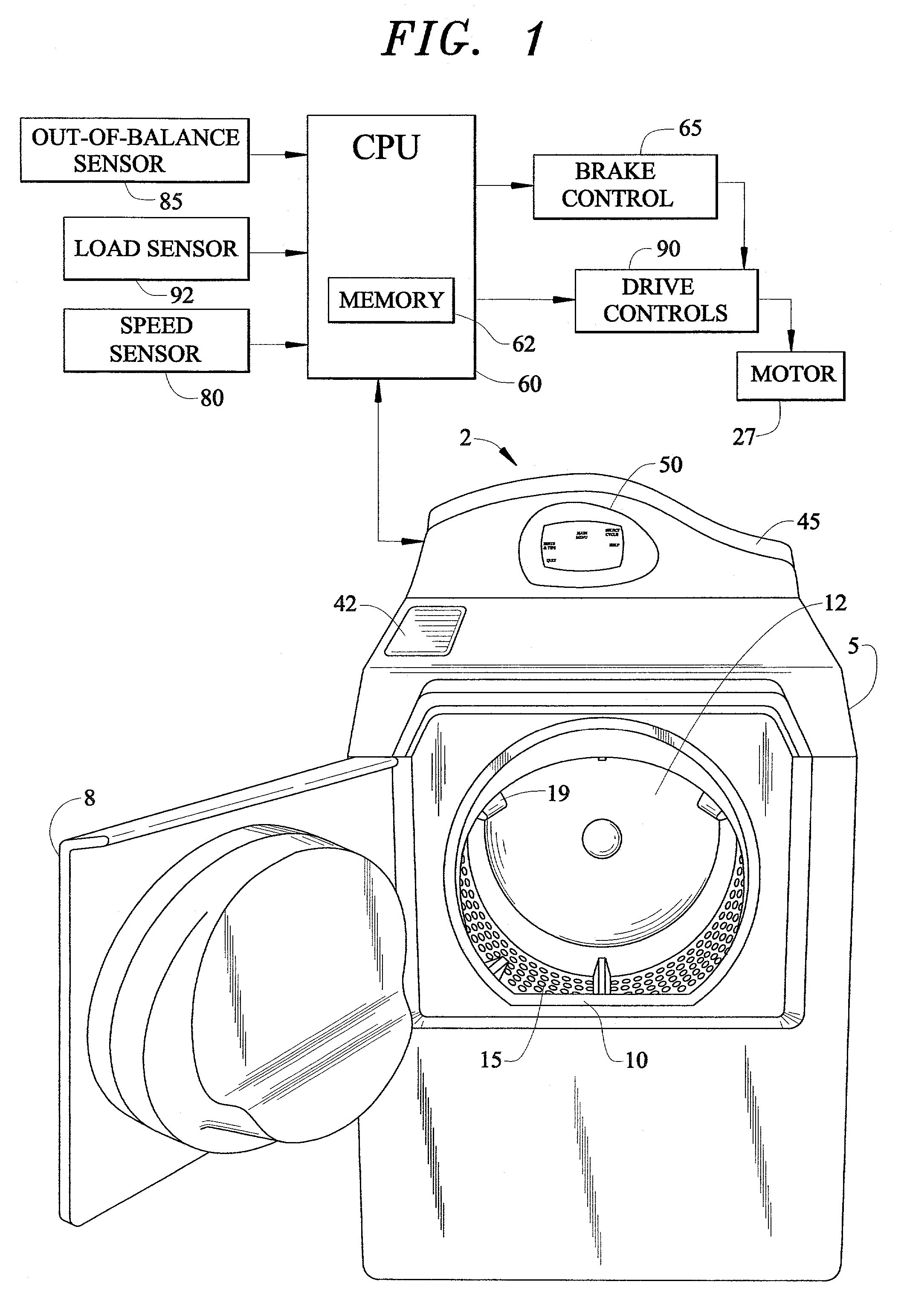Braking control system for a washing machine