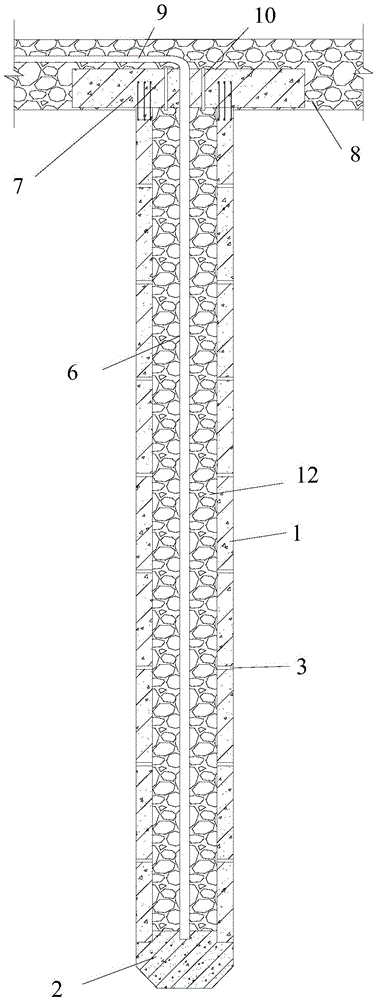 An outsourcing permeable reinforced concrete tube gravel grouting pile and its construction method