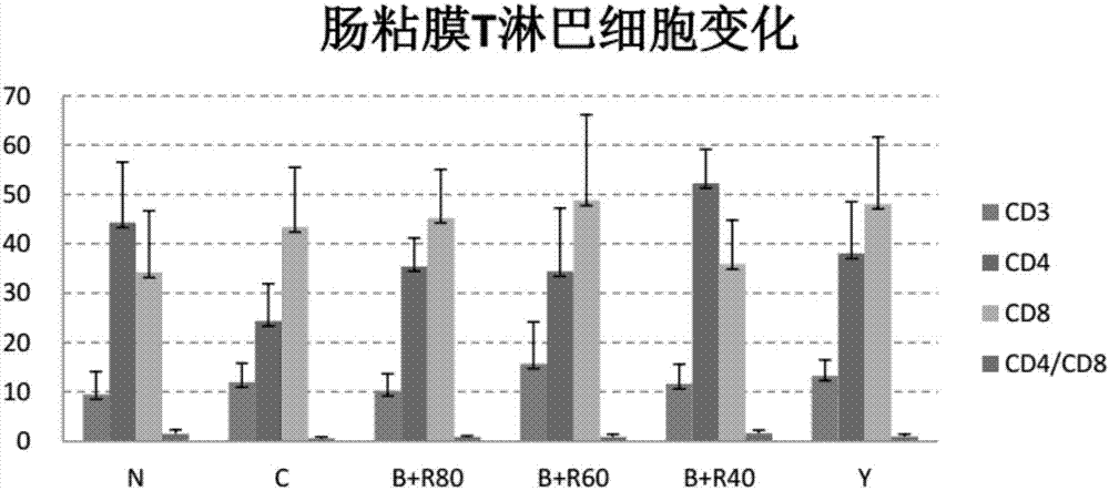 Composition used for relieving ratio imbalance of T lymphocyte subpopulation and product applying composition