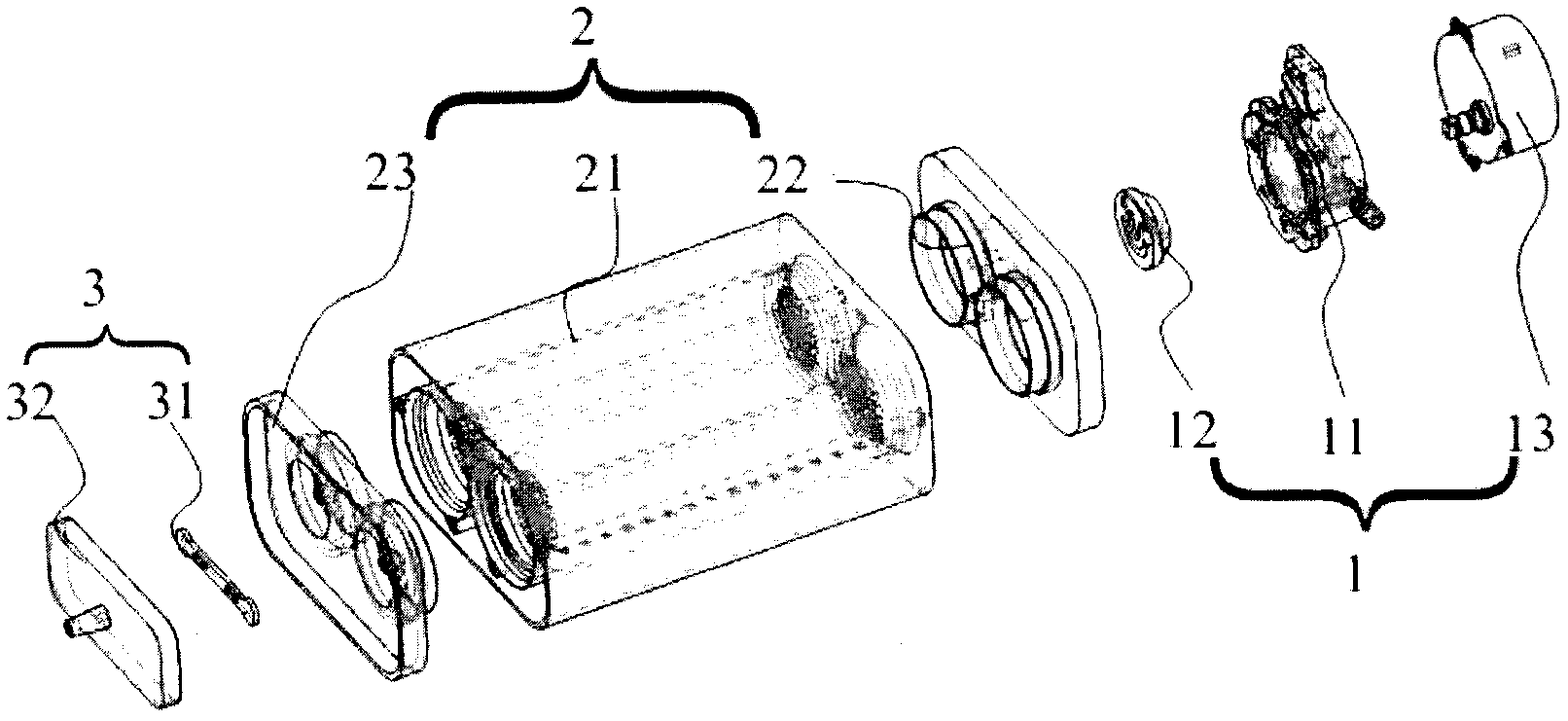 Nitrogen-oxygen separation device and corresponding oxygenerator