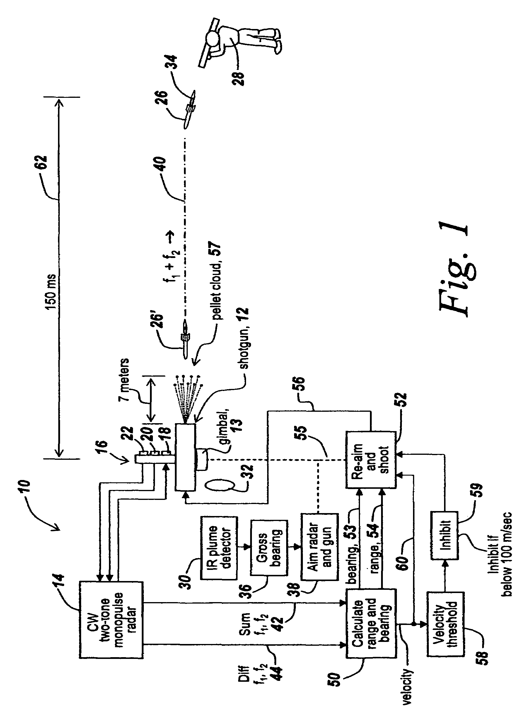 Method and apparatus for improved determination of range and angle of arrival utilizing a two tone CW radar