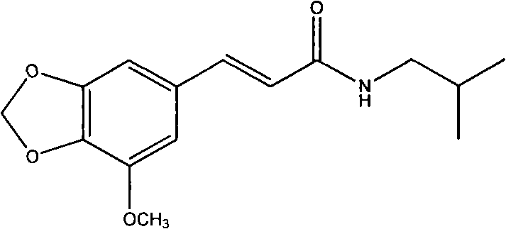 Application of 5'-methoxy-3',4'-methylenedioxy cinnamic acid isobutyl amide in preparing antidepressant medicaments